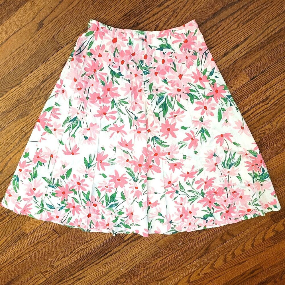 Vintage 80s Floral Coquette Pink Daisy skirt, Cottagecore, Palm Beach Prep sz S - Picture 4 of 13